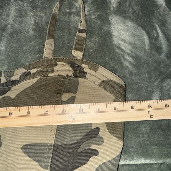 Kendall & Kylie Camo Print Ruffle Raw Hem Overall Stretchy Sheath Dress Sz M - Picture 6 of 8